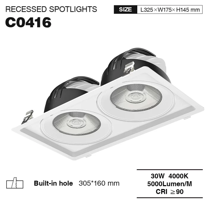 C0416– 30W 4000K 24˚N/B Ra90 White –   LED Recessed Spotlights-Under Cabinet LED Strip Lighting--01