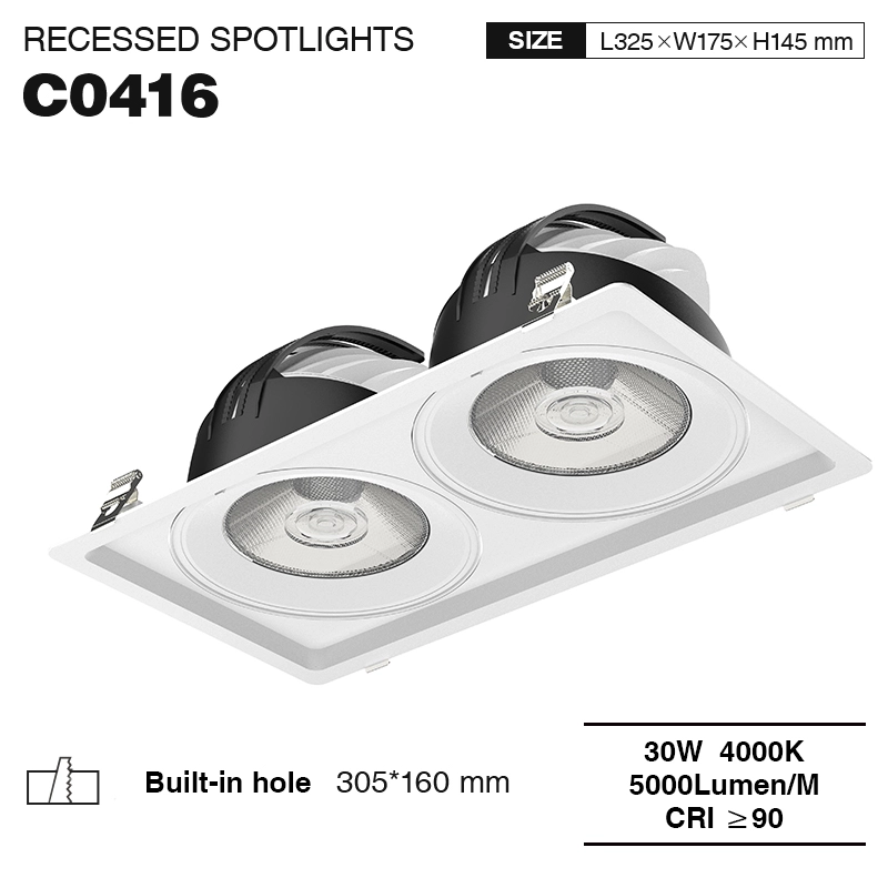 C0416– 30W 4000K 24˚N/B Ra90 Blanc - Focs LED encastats-Il·luminació de tira LED sota l'armari--01