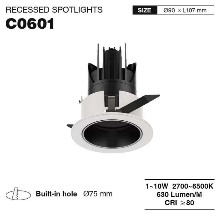 Downlights LED regulables Branco cálido ou frío 2700K a 6500K 1W 5W 10W CA0601 CSL006-A- Kosoom-Luces LED personalizadas--01