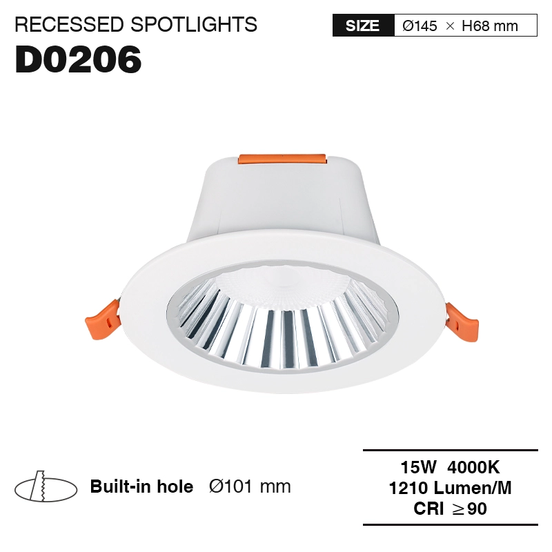 D0206 –15W 4000K 36˚N/B Ra90 White– LED Downlights-Recessed Downlight--01