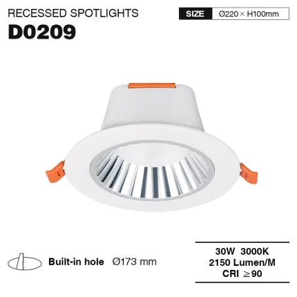 D0209 –30W 3000K 36˚N/B Ra90 أبيض – مصابيح LED للأسفل-إضاءة غرفة النوم--01