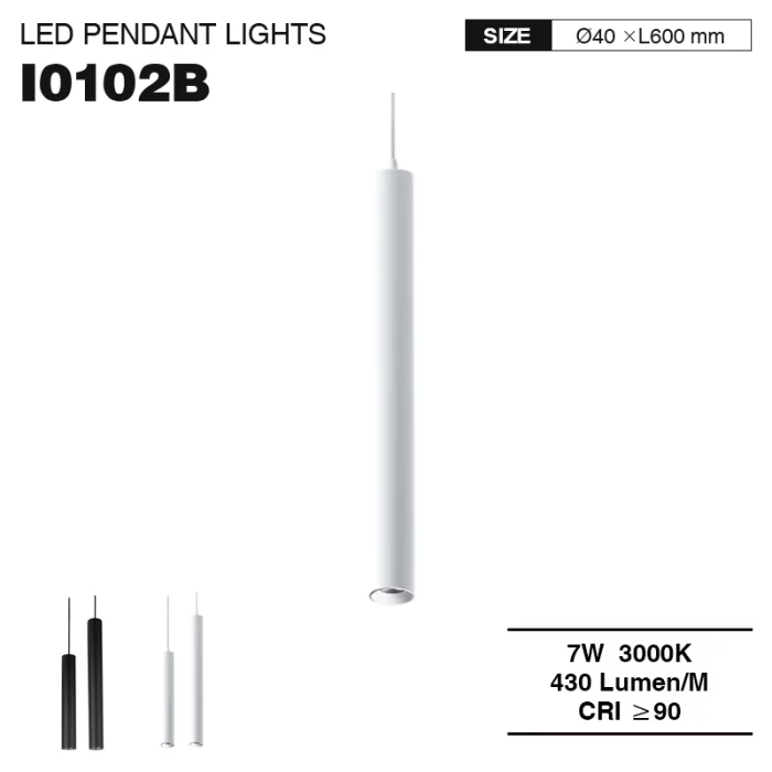 I0102B –7W 3000K 36˚N/B Ra90 Bianco– Lampade a sospensione-Illuminazione a sospensione moderna--01