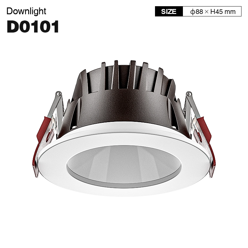 D0101 - 8W 3000K 70°N/B Ra90 White - Recessed Spotlights-Bathroom Recessed Lighting--01