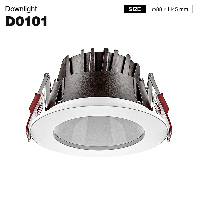 D0101 — 8 W 3000 K 70 °N/B Ra90 balts — padziļināti prožektori — guļamistabas apgaismojums — CDL001-E-01