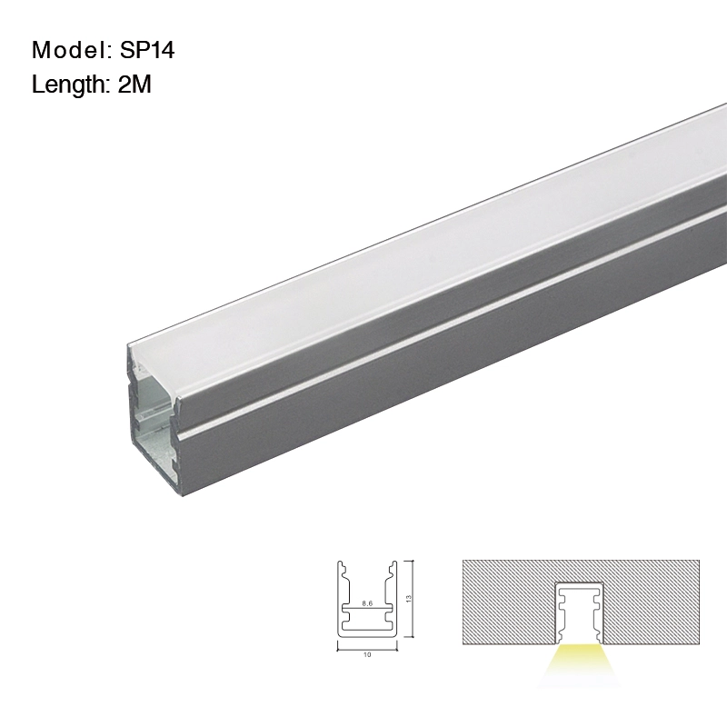 LED aliuminio kanalas L2000 × 10 × 13 mm - SP14 - ant paviršiaus montuojamas LED kanalas - 01