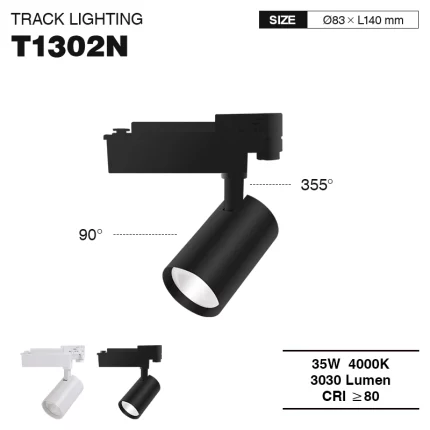 T1302N – 35W 4000K 60˚N/B Ra80 Black – Track Light Fixtures-Garage Track Lighting--01