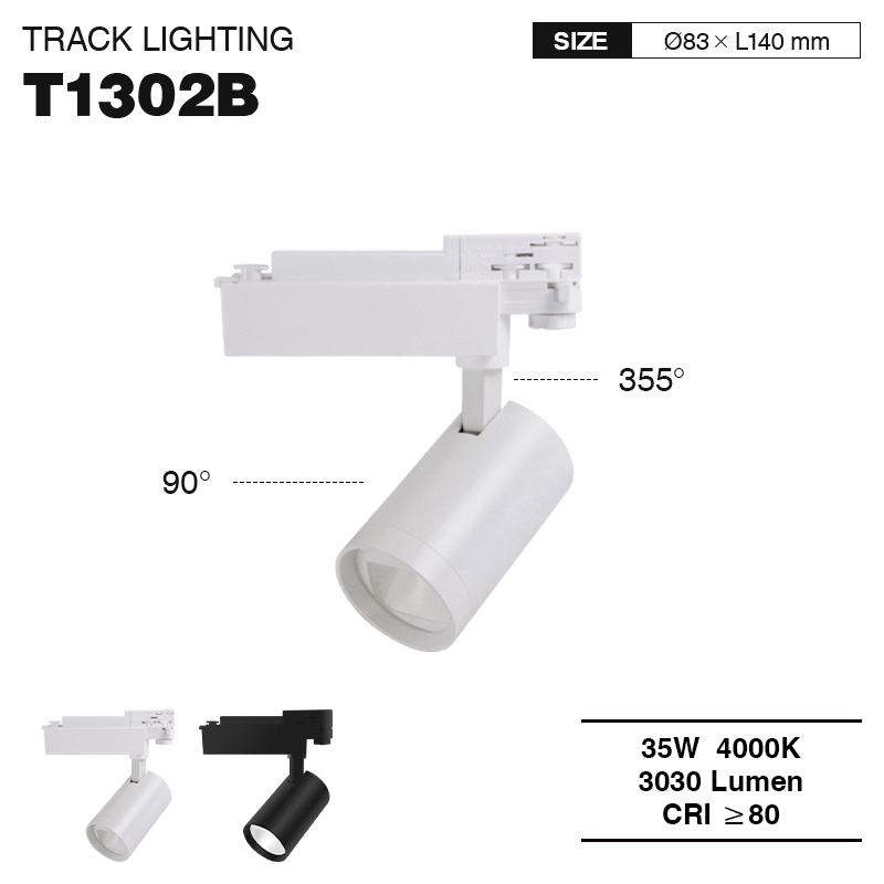 T1302B – 35W 4000K 60˚N/B Ra80 White – Track Light Fixtures-Kitchen Track Lighting--01
