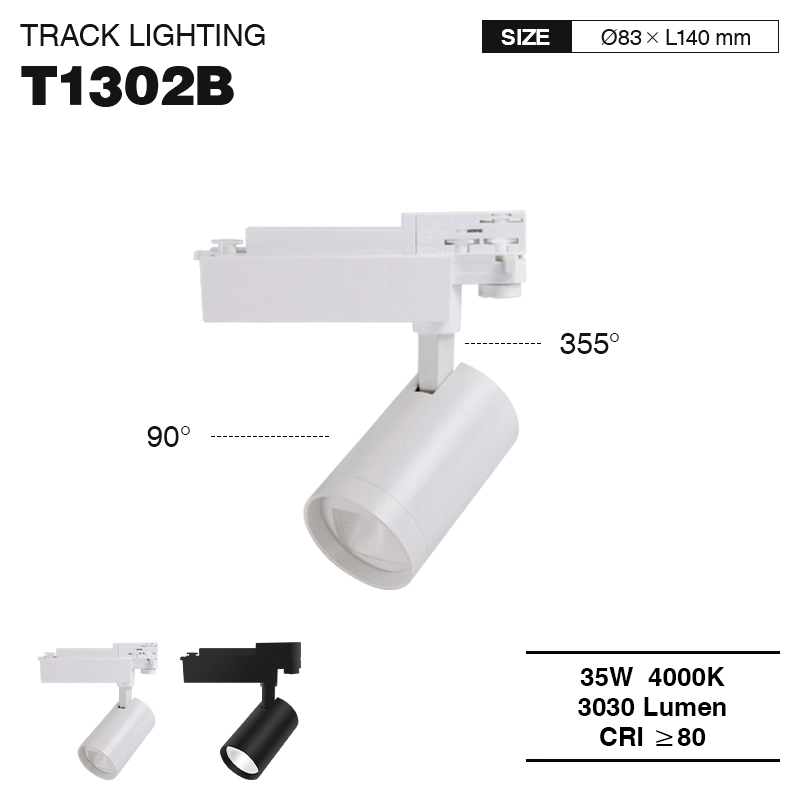 T1302B – 35W 4000K 60˚N/B Ra80 Blanc – Luminaires sur rail-Éclairage sur rail de cuisine--01