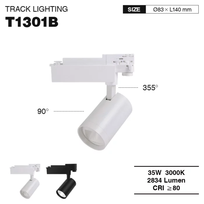 T1301B – 35W 3000K 60˚N/B Ra80 Blan – Track Light Fixtures-Plafon Track Lighting--01