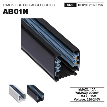 Three-phase track 1000mm Black TRA001-AB01N Kosoom-Track Lighting Rails--01