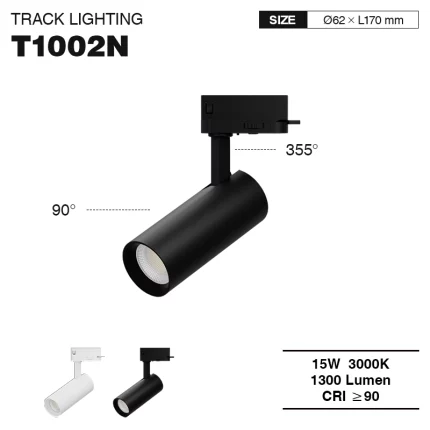 T1002N – 15W 3000K 55˚N/B Ra90 Negru – Lumini pe șină-Reflector pentru interior--01