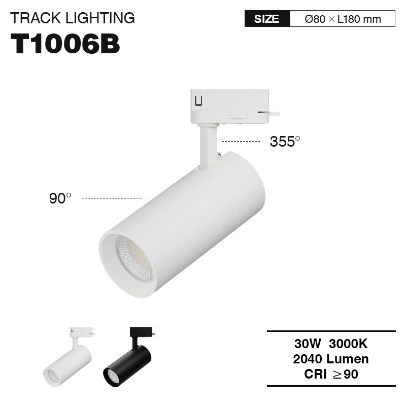 T1006B – 30W 3000K 55˚N/B Ra90 Bianco – Luci da binario-Illuminazione da binario commerciale--01