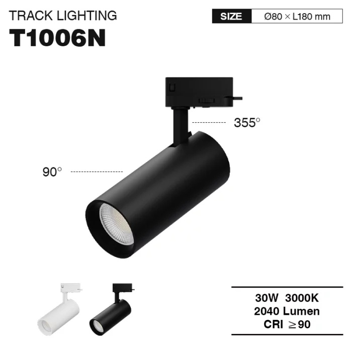 T1008N – 30W 4000K 55˚N/B Ra90 Negro – Luces de pista-Focos de teito--01