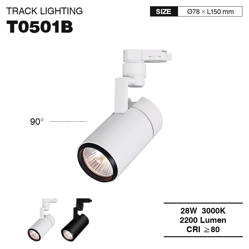 T0501B– 28W 3000K 24˚N/B Ra80 Blanc – Il·luminació LED de carril-Il·luminació comercial de carril--01
