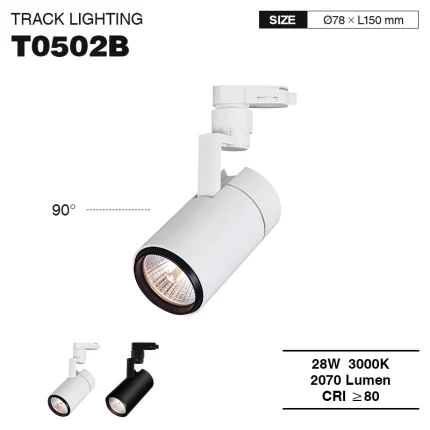 T0502B – 28W 3000K 36˚N/B Ra80 Branco – Luzes de trilho LED - Iluminação de trilho para sala de jantar - 01