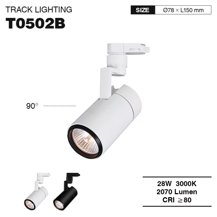 T0502B– 28 W 3000 K 36˚N/B Ra80 White — LED sliežu gaisma — ēdamistabas sliežu apgaismojums — 01
