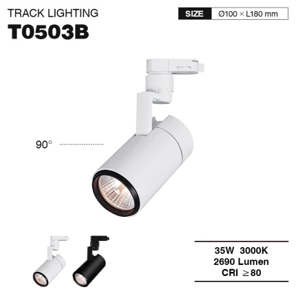 T0503B– 35W 3000K 24˚N/B Ra80 Branco – Luzes LED para pista - Iluminação industrial para pista - 01