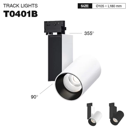 T0401B – 50W 3000K 55˚N/B Ra90 Blanc – Luminaire sur rail-Éclairage sur rail de plafond--01