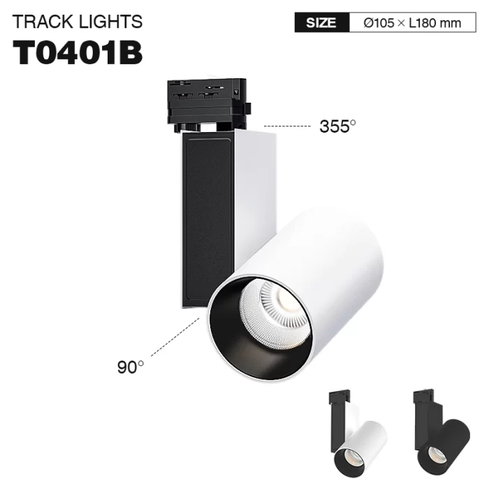 T0401B – 50W 3000K 55˚N/B Ra90 Wit – Track Light Armatuur-Plafon Track Lighting--01