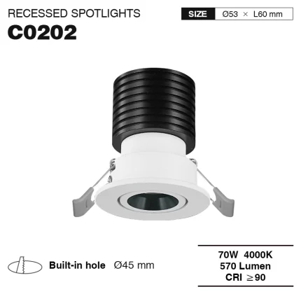 C0202– 7W 4000K 24˚N/B Ra90 White –  Track Lighting-Bedroom Recessed Lighting--01