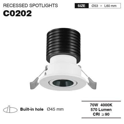 C0202– 7W 4000K 24˚N/B Ra90 Biały – Oświetlenie szynowe – Downlight wpuszczany – 01