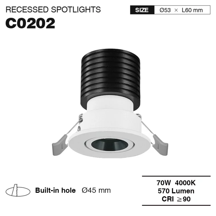 C0202– 7W 4000K 24˚N/B Ra90 Vit – Spårbelysning-infälld downlight--01