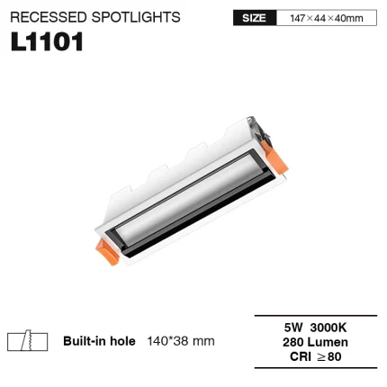 L1101– 5W 3000K 20˚N/B Ra80 Бяло– Прожектори-Прожектори за вграждане--01