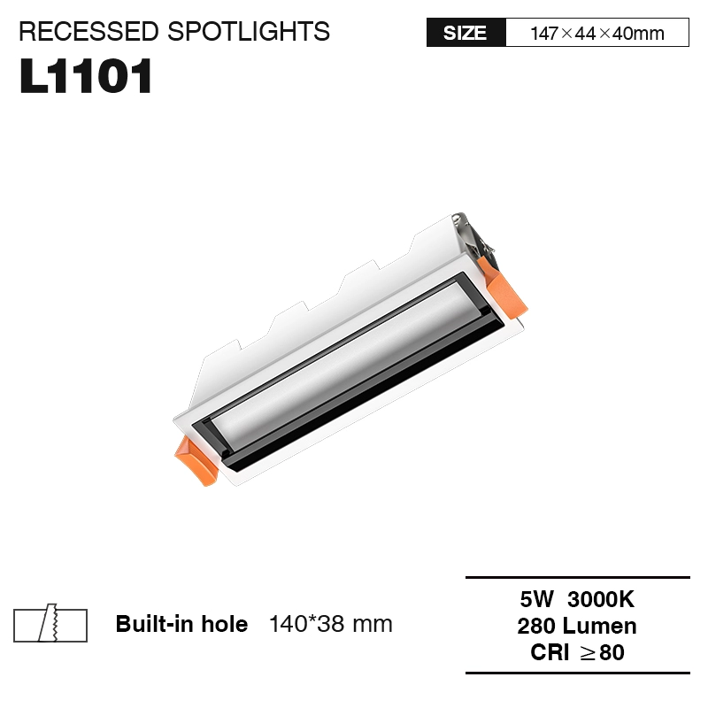 L1101– 5W 3000K 20˚N/B Ra80 ສີຂາວ– ໂຄມໄຟສະປອດໄລ້-ປິດສາກ--01