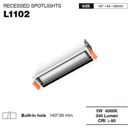 L1102– 5W 4000K 20˚N/B Ra80 Branco– Foco Iluminação Embutida--01