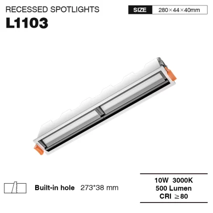 L1103 – 10 W 3000K 20˚N/B Ra80 valge – kohtvalgusti lineaarne jaevalgustus – 01