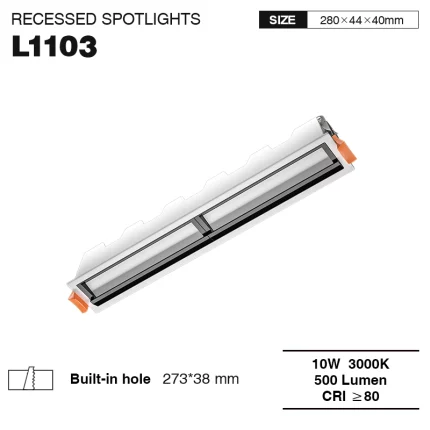 L1103– 10W 3000K 20˚N/B Ra80 Wyt– Spotlight-lineêre retailferljochting--01