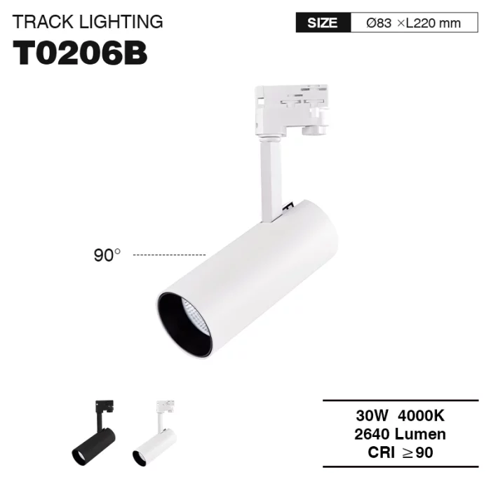 T0206B – 30W 4000K 55˚N/B Ra90 White –  Track Lights-LED Shop Lights-TRL002-01
