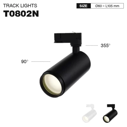 T0802N – 8W 3000K 24˚N/B Ra80 Black –  Track Light Fixture-Retail Store Lighting--01
