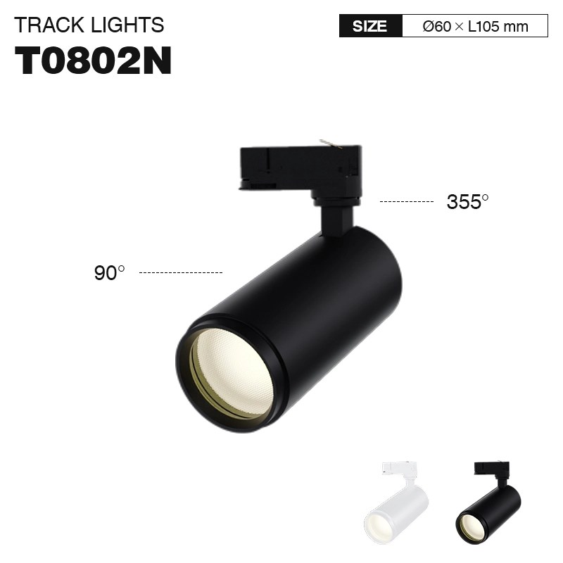 T0802N – 8W 3000K 24˚N/B Ra80 Black –  Track Light Fixture-Ceiling Track Lighting--01