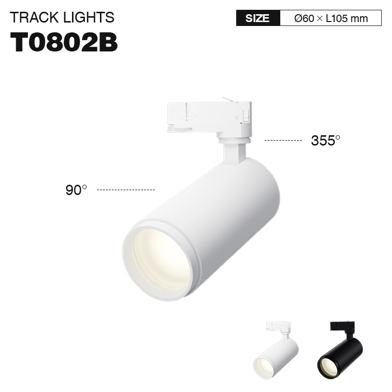 T0802B – 8W 3000K 24˚N/B Ra80 White –  Track Light Fixture-Ceiling Spotlights--01