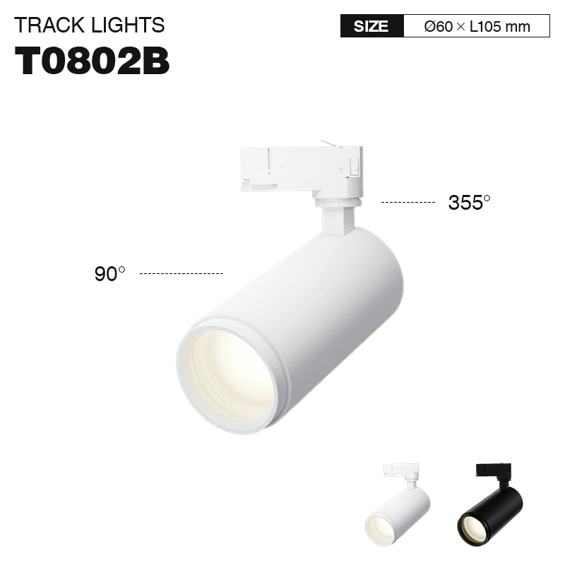 T0802B – 8W 3000K 24˚N/B Ra80 White –  Track Light Fixture-Retail Store Lighting--01