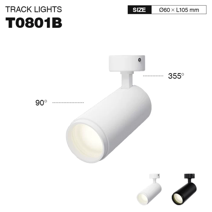 T0801B – 8W 3000K 24˚N/B Ra80 Alb – Corp de iluminat pe cale-Iluminat pentru supermarket --01
