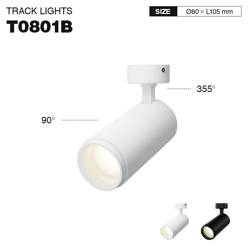 T0801B – 8W 3000K 24˚N/B Ra80 White –  Track Light Fixture-Ceiling Spotlights--01