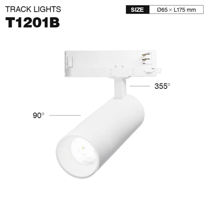 T1201B – 30W 3000K 36˚N/B Ra90 Blanc – Il·luminació LED en carril-Projecte interior--01