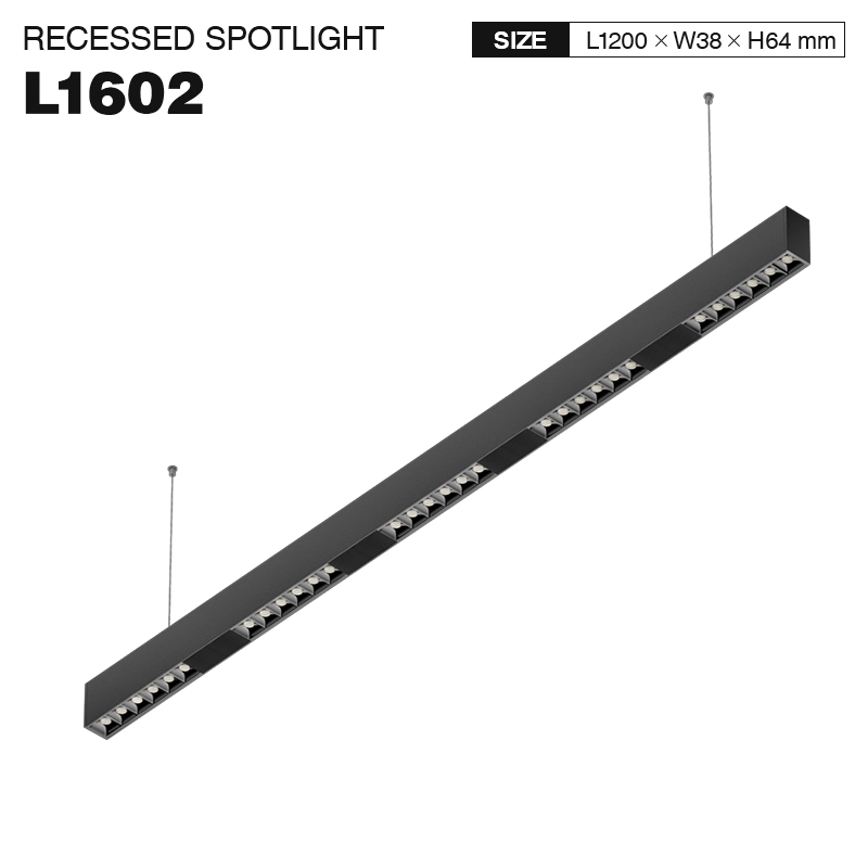 L1602 – 30W 4000K 34˚N/B Ra80 Dubh – Soilse Líneach stiúir-Solas Líneach 30w faoi stiúir--01