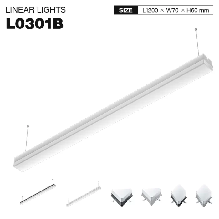 L0301B –40W 3000K 120˚N/B Ra80 Branco– Iluminação linear LED-Luz pendente linear branca--01