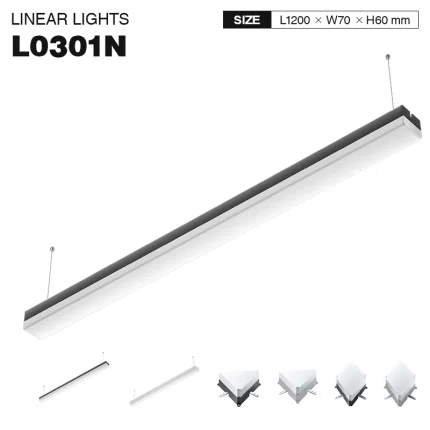 L0301N –40W 3000K 120˚N/B Ra80 Negru– Iluminat liniar cu LED-Iluminat pentru supermarket --01