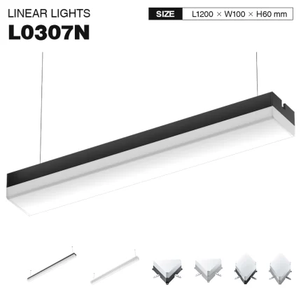 L0307N –50W 3000K 120˚N/B Ra80 Preto– Iluminação pendente linear leve--01