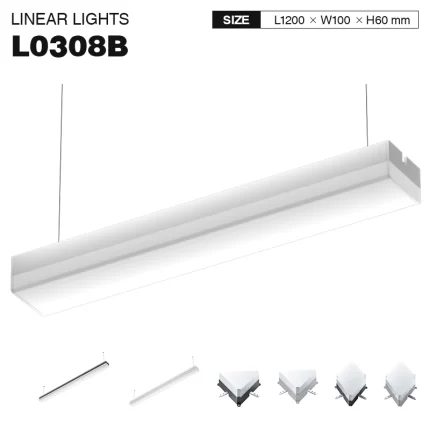 L0308B –50W 4000K 120˚N/B Ra80 White – LED linijinis biuro apšvietimas –01