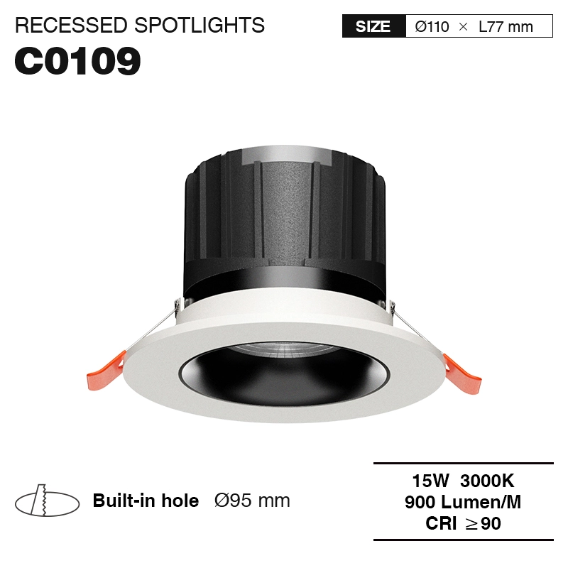 C0109– 15W 3000K 24˚N/B Ra90 White –  LED Spotlights Recessed-Porch Lighting--01