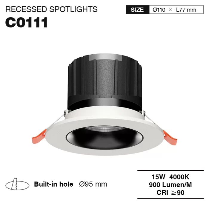 C0111 – 15W 4000K 24˚N/B Ra90 Wyt – LED Spotlights Ynboude-binnenferljochting-CSL001-A-01