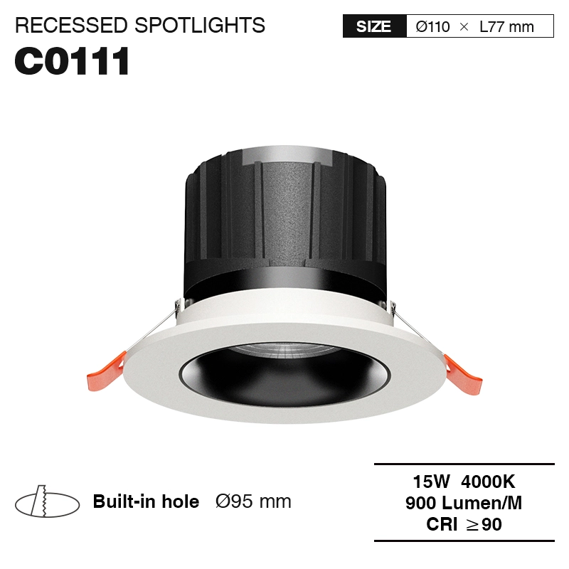 C0111 – 15W 4000K 24˚N/B Ra90 Бяло – LED прожектори за вграждане-Вътрешно осветление-CSL001-A-01