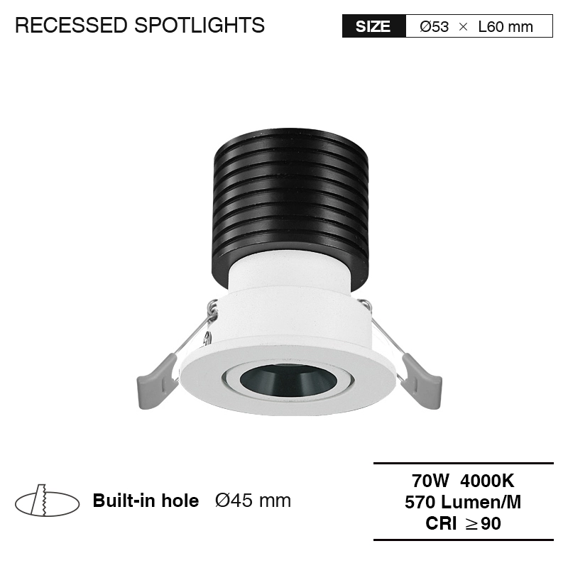 C0202– 7W 4000K 24˚N/B Ra90 White –  Track Lighting-Kitchen Recessed Lighting--01