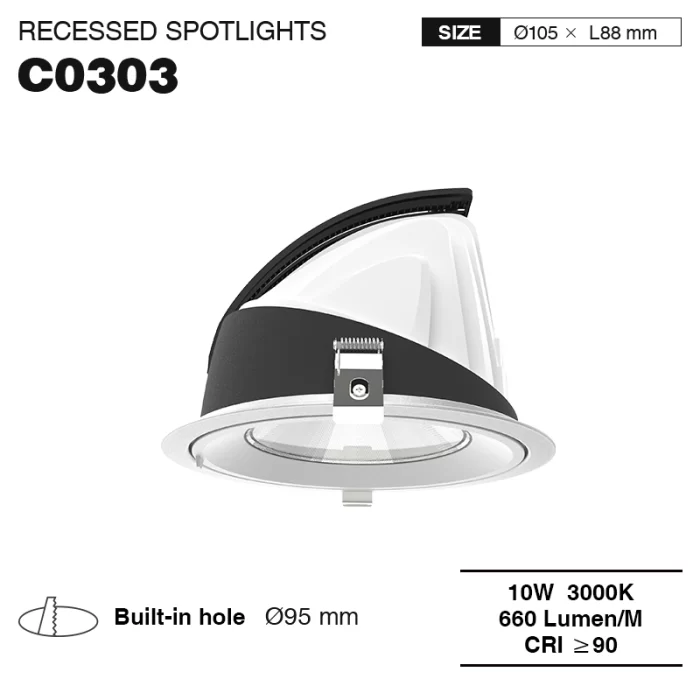 C0303 – 10W 3000K 24˚N/B Ra90 Vit – Banljusarmaturer-Detaljhandelsbelysning--01