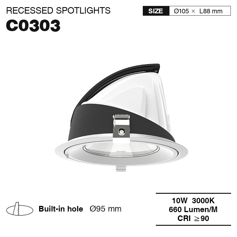 C0303 – 10W 3000K 24˚N/B Ra90 Wyt – Track Light Fixtures-Retail Store Lighting--01